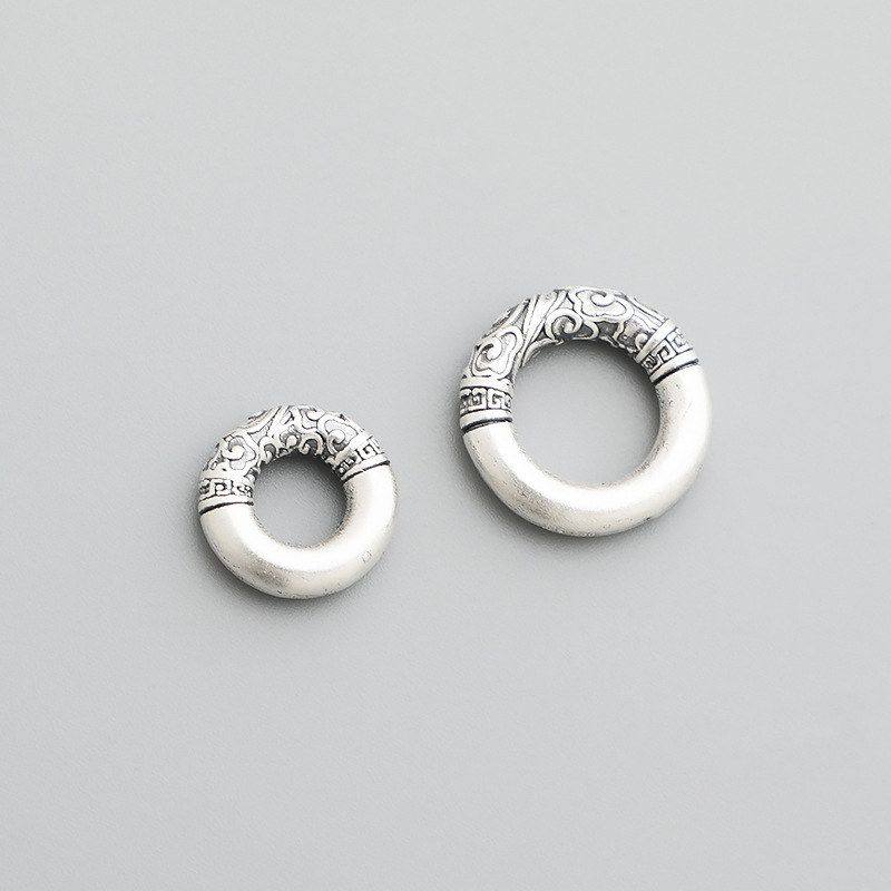 编绳圈闭口扣国风平安云纹配件DIY银祥手链硬3D足银项链999圆形S,淘宝优惠券,粉丝福利购,淘宝优惠卷