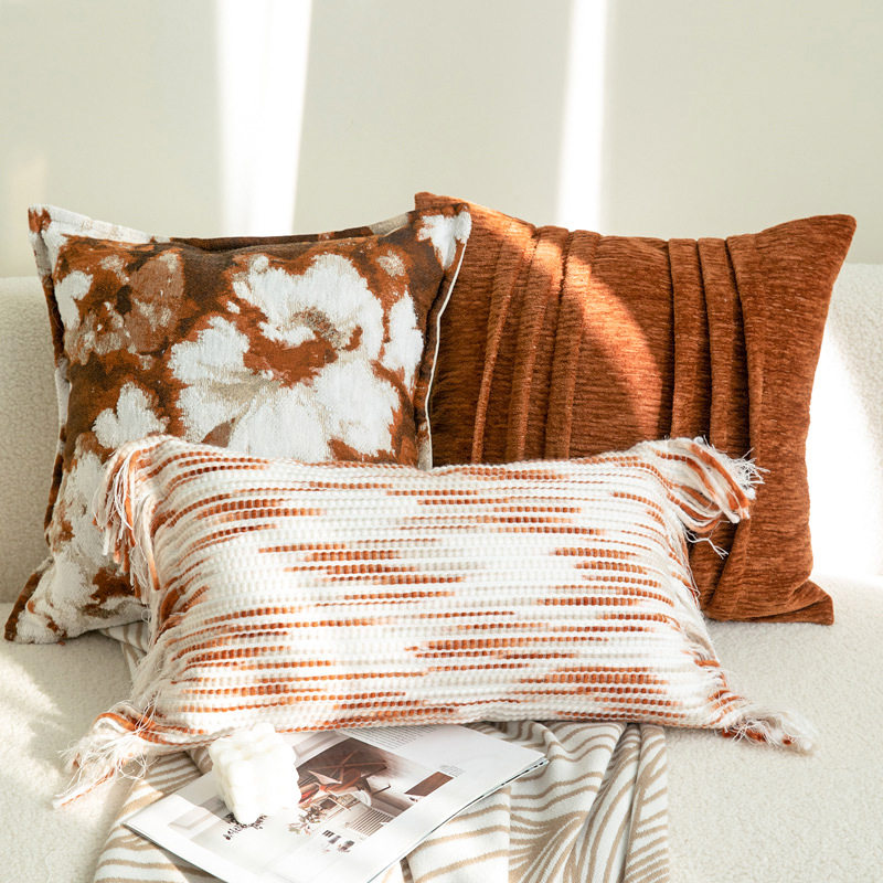 北欧高级感焦糖色抽象花朵奶油风抱枕沙发客厅靠枕民宿卧室样板间,淘宝优惠券,粉丝福利购,淘宝优惠卷