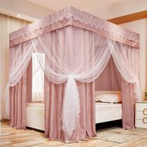 Physical shading bed curtain mosquito nets one-piece home bedroom floor with bracket dust-proof windproof thickened warm bed mantle