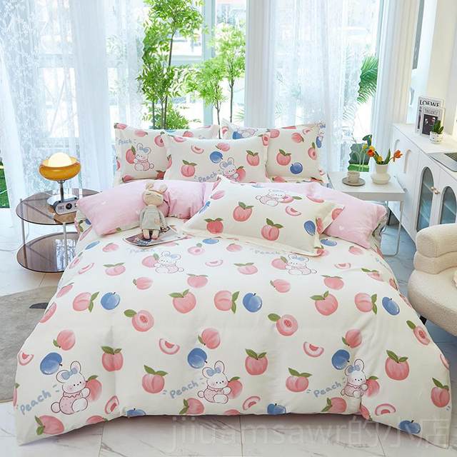 New 100% cotton four-piece set bedding for men simple pure cotton 4-piece set. Quilt cover single and twin beds 18 meters 1.