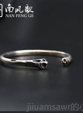 新款南 风歌 原创设计肋骨》手镯生 925纯银情侣学 《男女