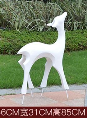 户外大型玻璃钢仿铜鹿雕塑摆件园林售楼部草坪儿童公园动物工艺品