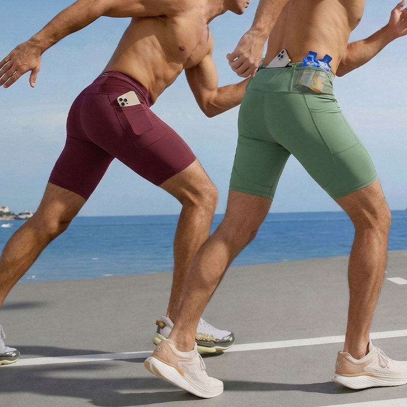 Six-pocket professional marathon running compression pants