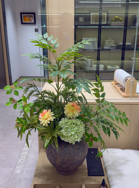 侘寂风仿真南天竹花艺装饰桌面花
