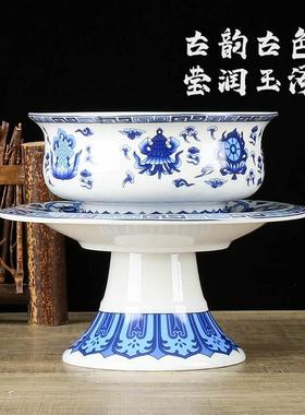 青花瓷供天碗陶瓷彩油斋天碗供佛碗 酥油碗莲花供天盘碗供奉供碗