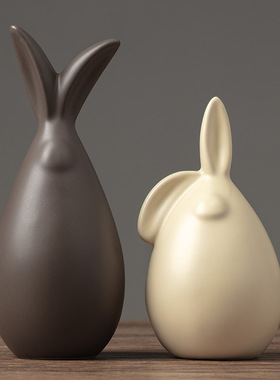 创意陶瓷小兔子摆件可爱卡通客厅房间卧室装饰摆设送礼家居工艺品