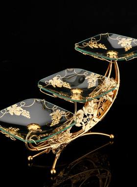 欧式水果盘家用客厅茶几创意果盘多层轻奢精致结婚零食盘高端摆件