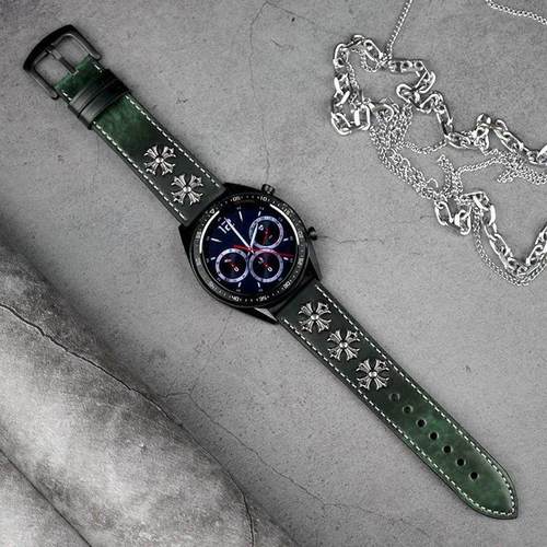 适用华为gt5表带朋克罗心柳钉复古表带华为gt4/gt3手表带荣耀Magic2真皮46mm表带gt2pro复古朋克罗心22mm表带 - 图1