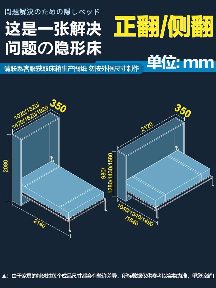 四龙骨壁床隐形床五金配件墨菲床 多功能墙床折叠床侧翻床翻板床 - 图1