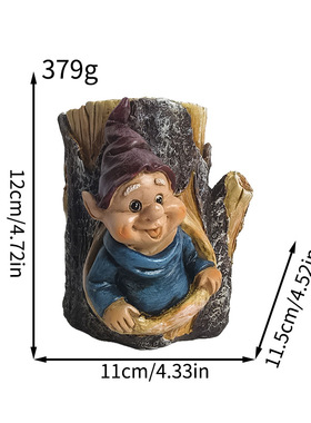 跨境创意万圣节树脂树筒多肉花盆侏儒仙女摆件家居庭院装饰批发