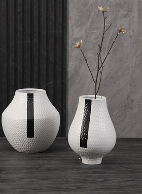 简约现代陶瓷水墨花瓶鲜花花器桌面家居样板房售楼处软装饰品