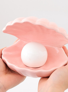 贝壳小夜灯摆件家居饰品珍珠房间装饰品托盘首饰盒工艺品