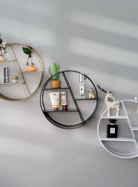 北欧铁艺墙上置物架壁挂客厅电视背景墙装饰N收纳书架美甲展示架