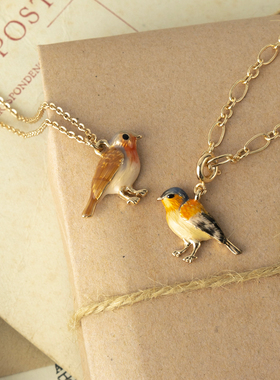 Fable珐琅彩知更鸟锁骨链项链