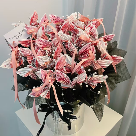 新品抱抱桶蝴蝶花束情人节花束DIY材料包送老婆男友生日母亲节