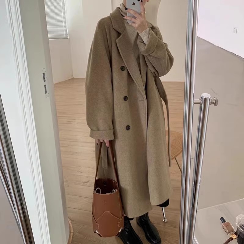 FN6韩版宽松毛呢外套女秋冬毛呢大衣驼色双面绒呢子大衣百搭_小懒猫美衣11号店_女装/女士精品-第2张图片-提都小院