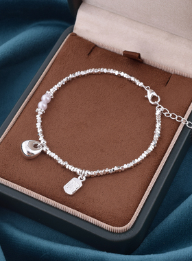 珍珠碎银小胖福手链女S925纯银