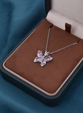 水晶蝴蝶结项链女生款