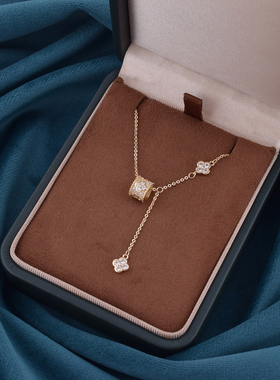 四叶草素链纯银项链女轻奢