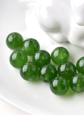 俄罗斯碧玉色散珠菠菜绿玉髓圆珠