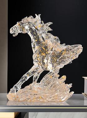 透明马头抽象艺术工艺品电视柜酒柜软装饰品摆件办公室样板房摆设