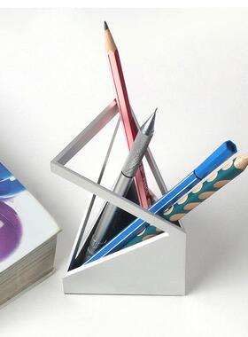 北欧轻奢创意金属建筑感笔筒展厅办公室玄关桌面摆件收纳文具礼物