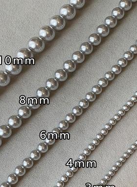 新加坡chomelkinsey真多麻银灰色珍珠项链女轻奢小众高级感毛衣链