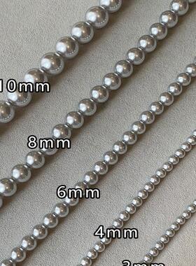 新加坡chomelkinsey真多麻银灰色珍珠项链女轻奢小众高级感毛衣链