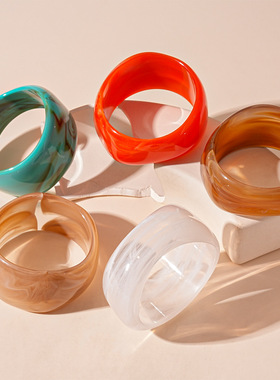 欧克力晕染宽面几何圆圈手镯手饰