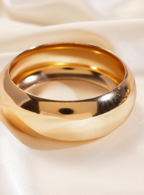 欧美金属感重工光面圆形手镯手环