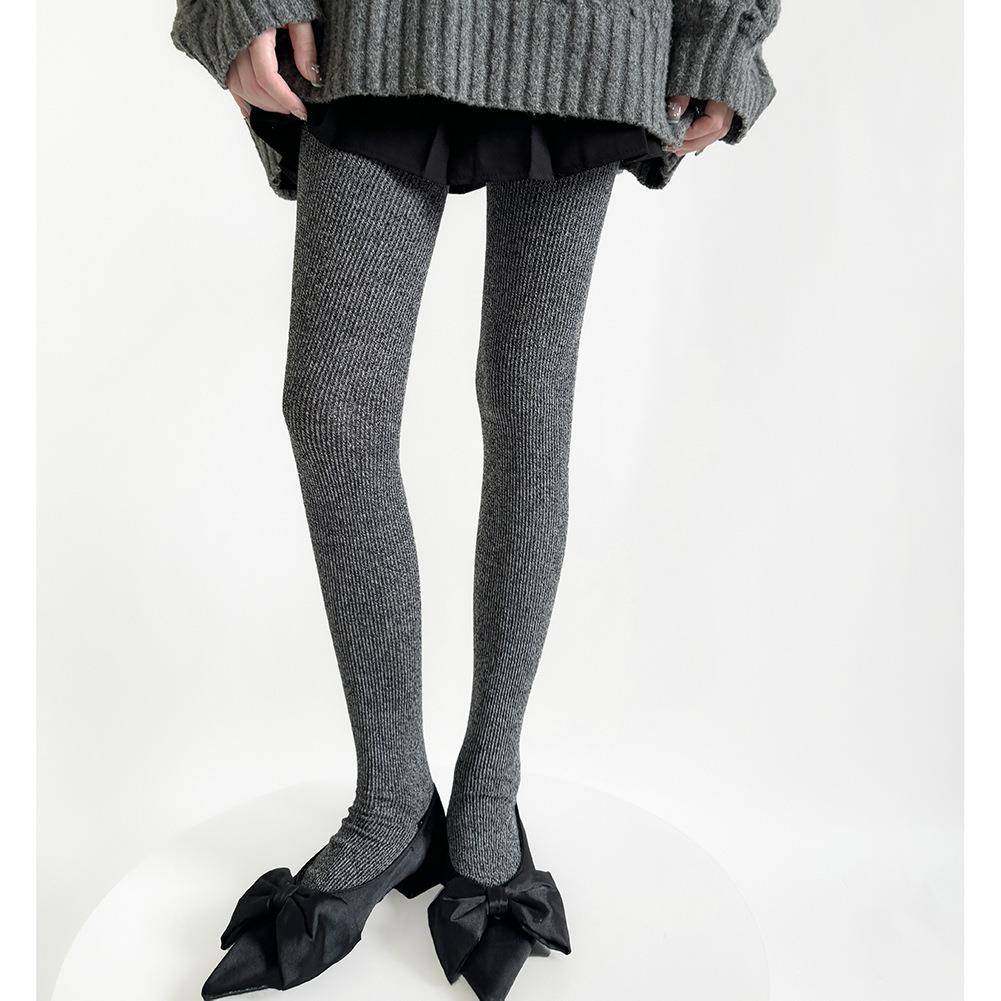秋冬保暖细条羊毛打底裤女针织混纺显瘦连裤袜ins竖条纹酒红袜裤,淘宝优惠券,粉丝福利购,淘宝优惠卷