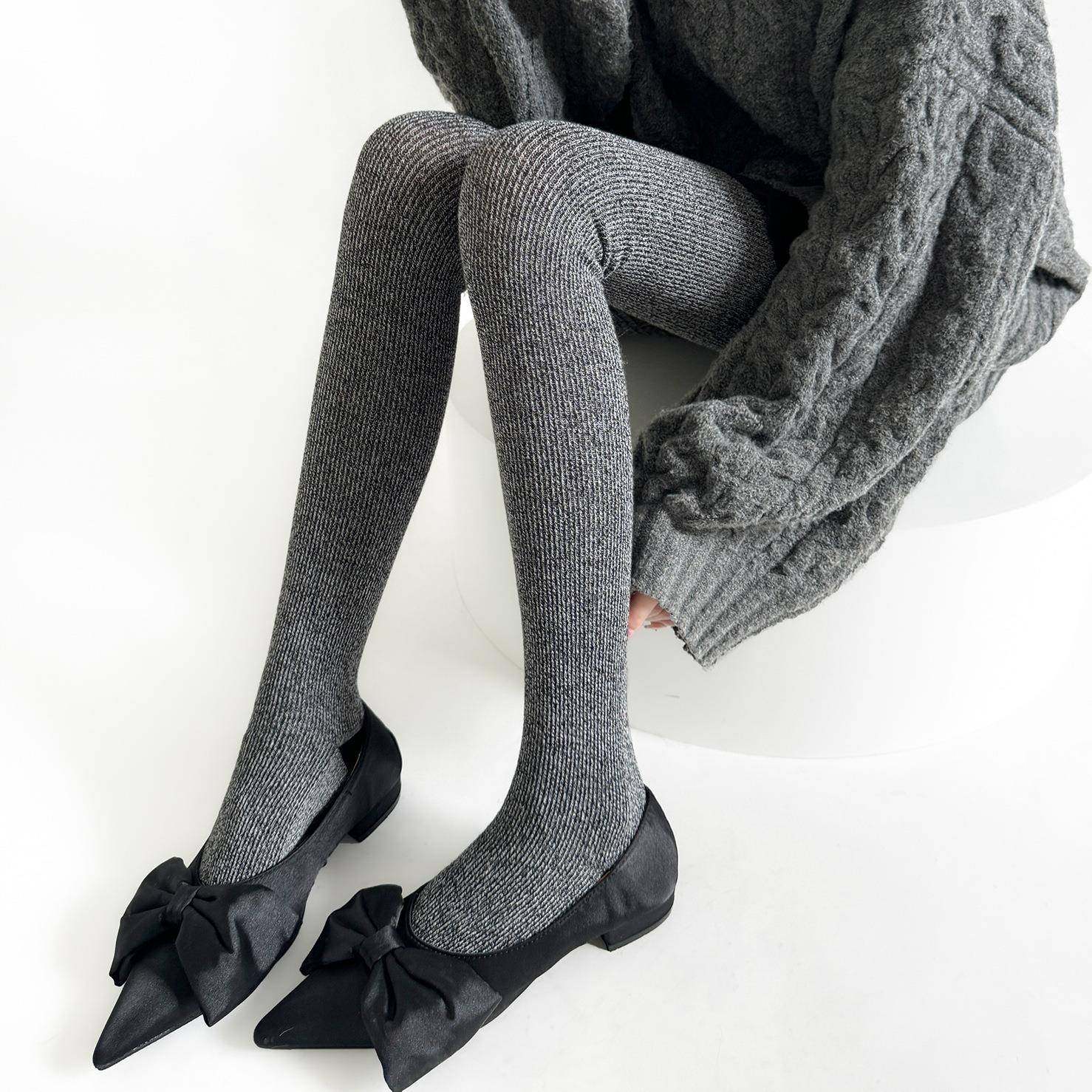 秋冬保暖细条羊毛打底裤女针织混纺显瘦连裤袜ins竖条纹酒红袜裤,淘宝优惠券,粉丝福利购,淘宝优惠卷