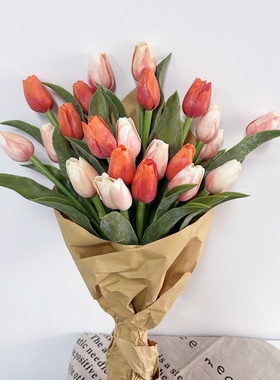 2025新款仿真亚马逊绿植人造郁金香婚庆餐桌家居装饰花束绿意盎然