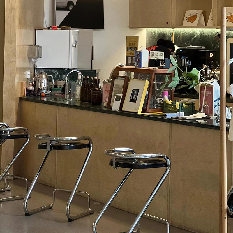 中古彩色家用吧台椅奶茶咖啡厅摄影高脚凳简约靠背网红酒吧椅餐椅 - 图1