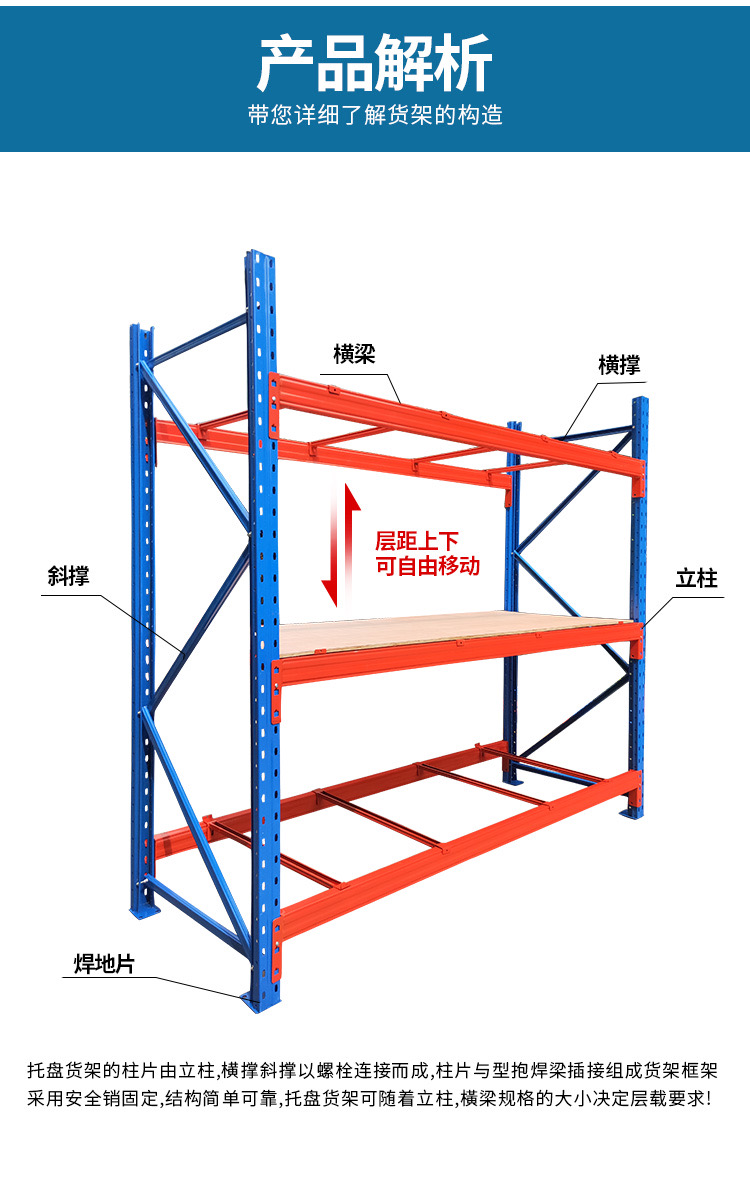 重型货架板材仓储横梁布匹库房高位托盘架承重加厚1-5吨/层-图3