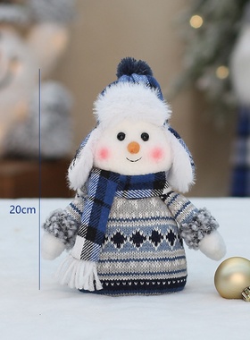 工厂直销跨境圣诞蓝色布艺雪人装饰摆件平安夜新年家居装饰品公仔