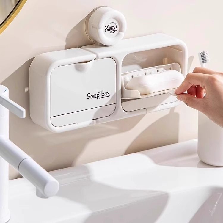 吸盘免打孔肥皂盒壁挂式翻盖2026新款家用卫生间香皂盒沥水收纳盒,淘宝优惠券,粉丝福利购,淘宝优惠卷