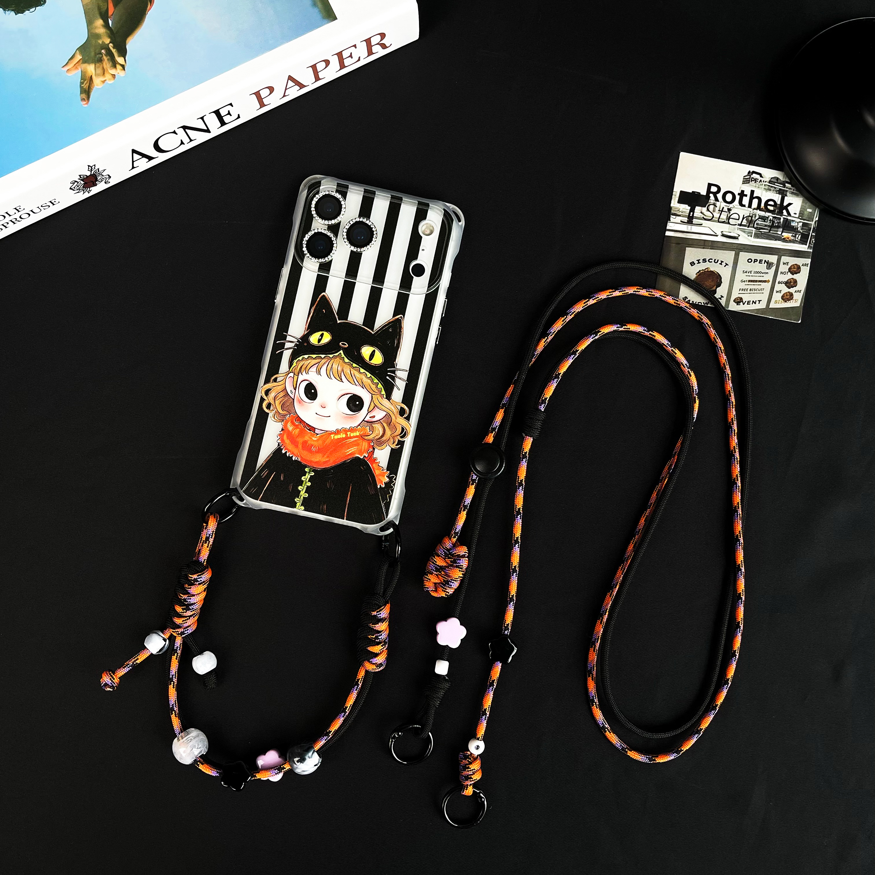 喵系少女适用苹果iphone17promax手机壳四角开孔华为mate70Pro可背防摔vivoX200S手腕小米保护套挂绳可爱卡通 - 图2