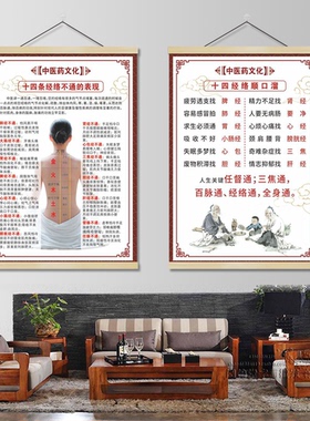 中医九种体质辨识装饰挂画挂图背部经络疏通生病的步骤中医卷轴画