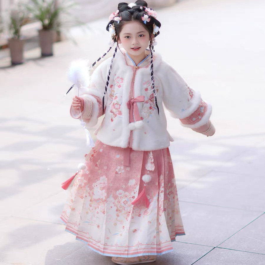 2025冬季新款粉色女童拜年服儿童古装超仙小女孩古风汉服国风加绒,淘宝优惠券,粉丝福利购,淘宝优惠卷