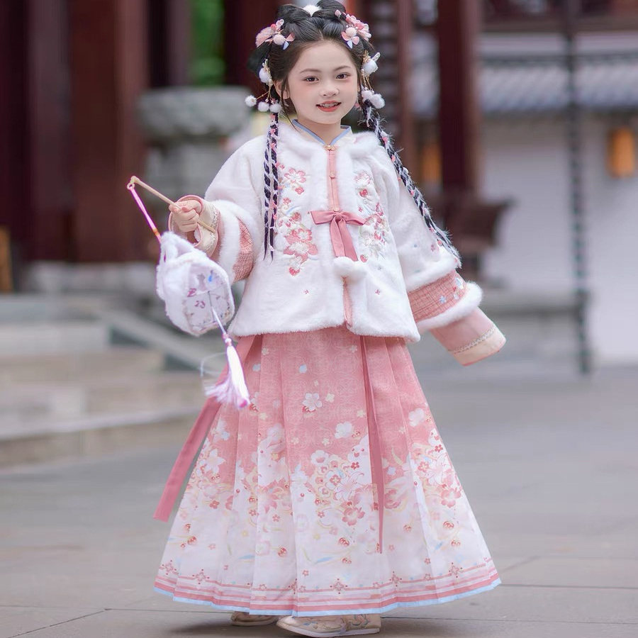 2025冬季新款粉色女童拜年服儿童古装超仙小女孩古风汉服国风加绒,淘宝优惠券,粉丝福利购,淘宝优惠卷