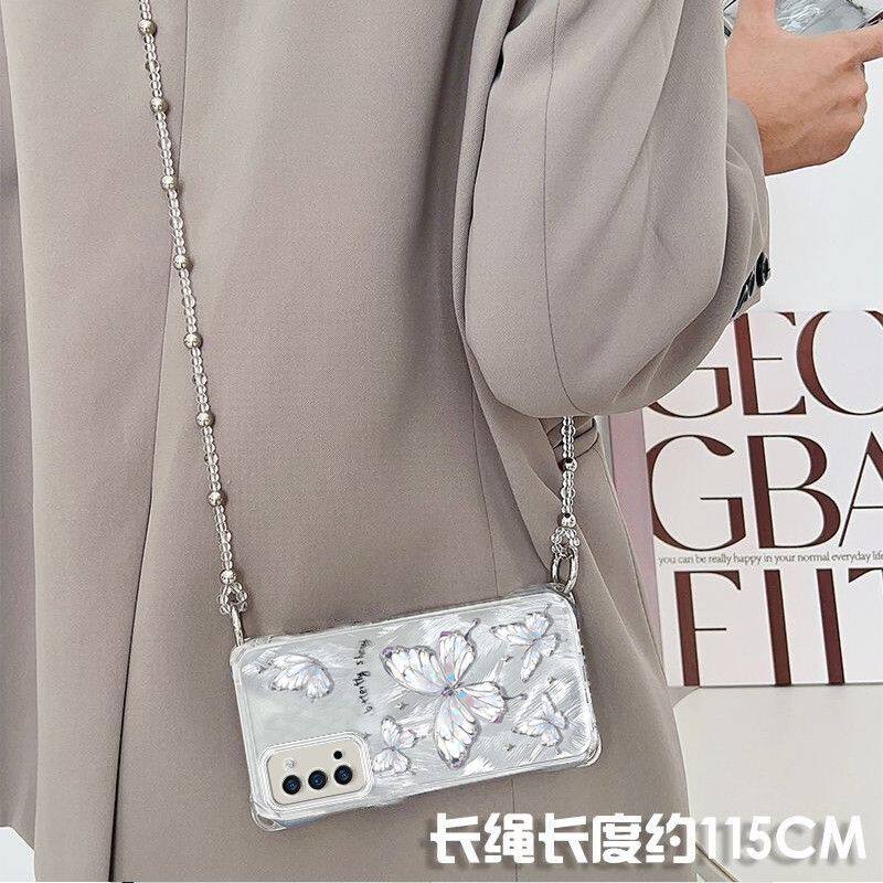 适用opporeno4手机壳pdpm00四角防摔opporeno4pro斜跨手链PDNM00软壳0pp0ren04se保护套peam00全包边5g新款女 - 图2