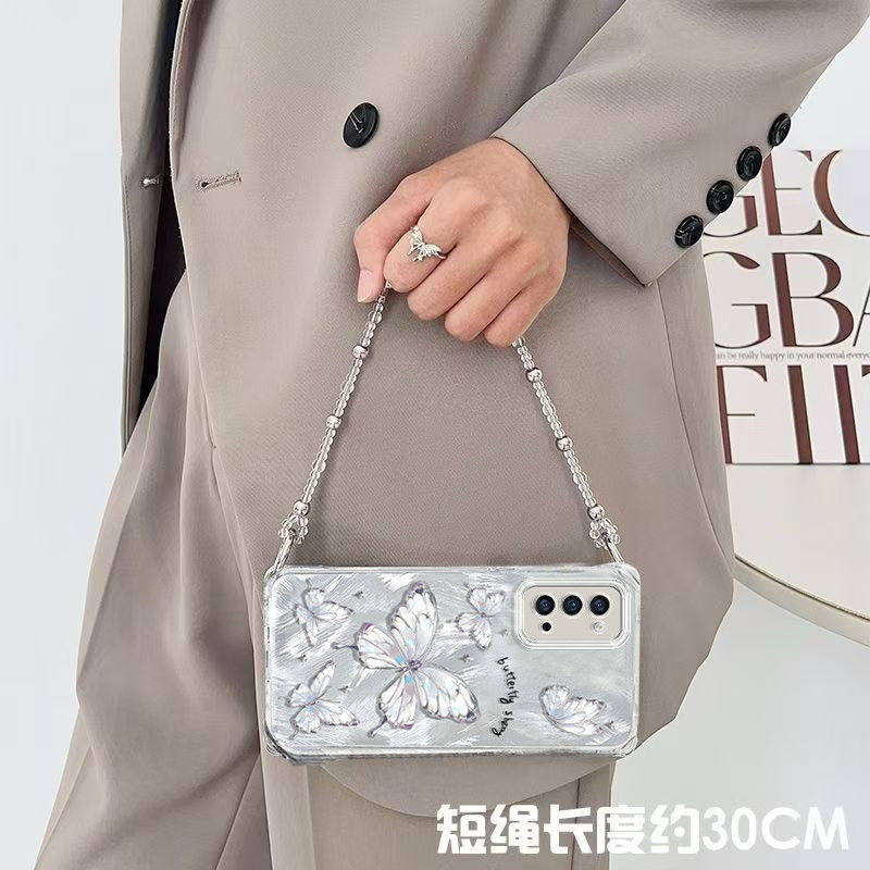 适用opporeno4手机壳pdpm00四角防摔opporeno4pro斜跨手链PDNM00软壳0pp0ren04se保护套peam00全包边5g新款女 - 图1