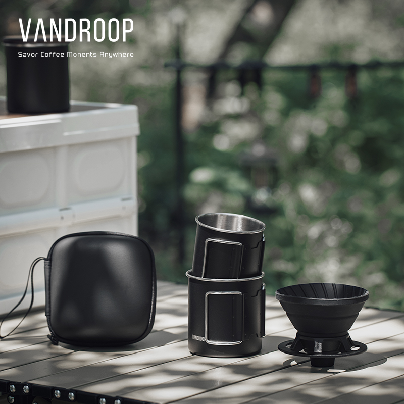 VANDROOP 户外便携手冲咖啡套装露营咖啡器具杯子滤杯 - 图0