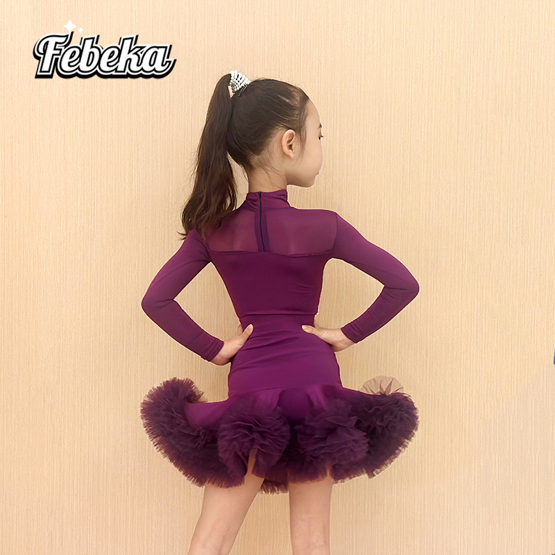 菲贝咔拉丁舞服女儿童2025新款秋冬拉丁舞服演出服专业表演舞蹈服 - 图3