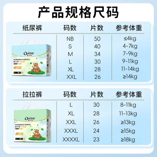 T Oucaci Pure 0 Add Bear Pants Diapers Ultra-thin Breathable Pull-up Pants for Men and Women Dry Diapers Not Wet