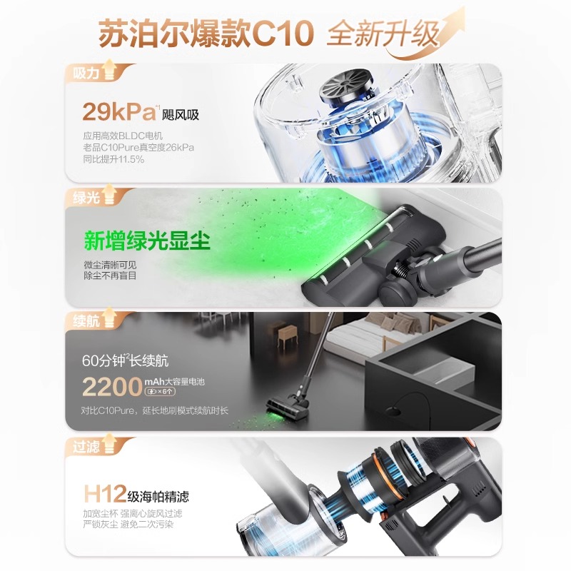 苏泊尔吸尘器家用无线扫拖吸三合一拖把电动扫地一体机自动拖地机