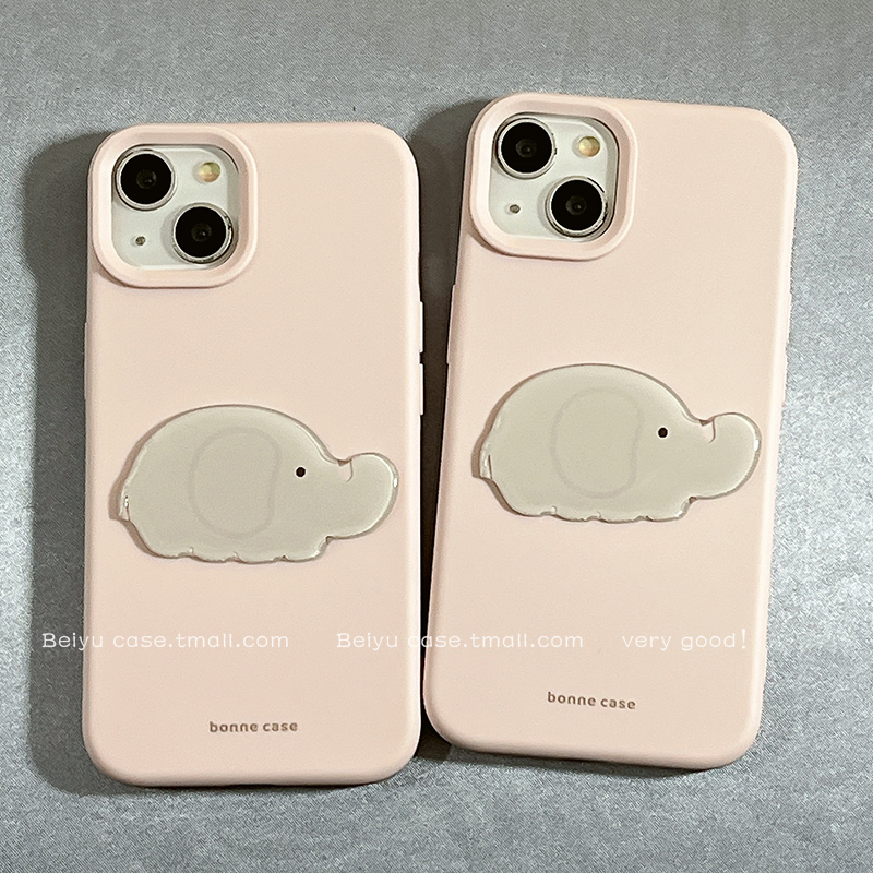 可爱卡通少女心立体小灰象适用苹果16手机壳iphone15promax新款15pro小众女14Promax硅胶13韩系14pro防摔套12