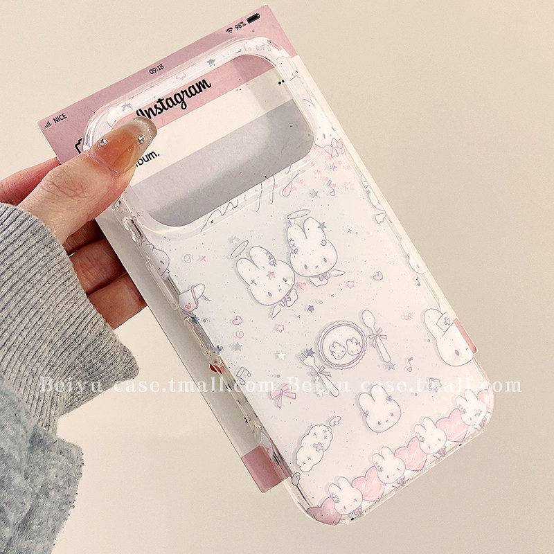 可爱甜美少女心餐具米菲兔适用苹果17Promax手机壳iphone16pro新款15pro小众15带毛绒挂绳14pro硅胶17pro全包,淘宝优惠券,粉丝福利购,淘宝优惠卷