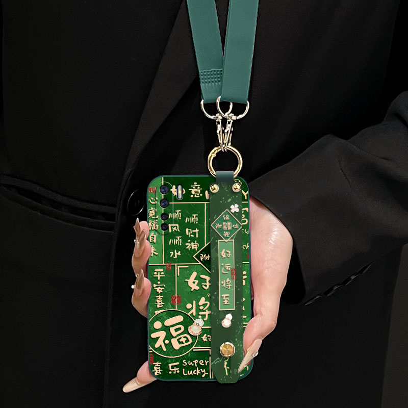 适用于oppoA91手机壳PCPM00液态腕带支架好运将至简约中国风全包直边保护套新款背带软壳磨砂男女款全包潮 - 图0
